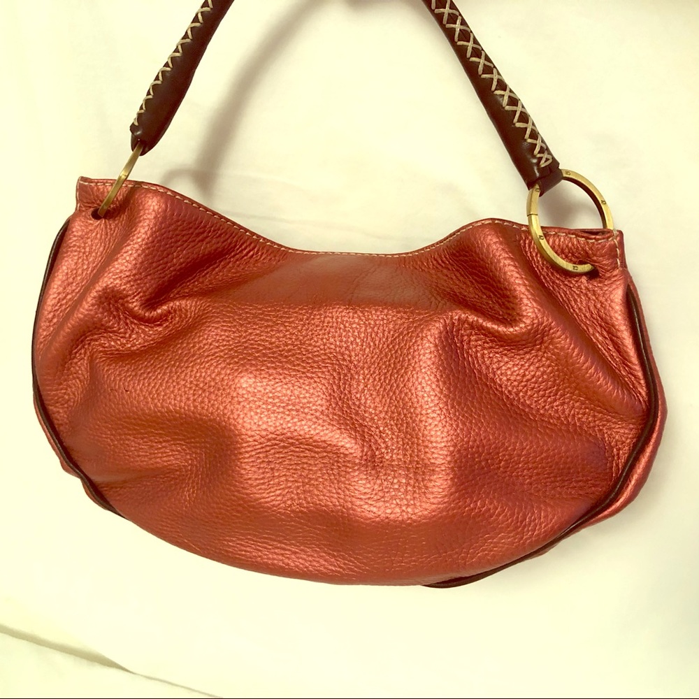 Carolina Herrera metallic persimmon hobo